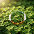 Lucky Clover Carnelian &amp; White Jade Bracelet image 0
