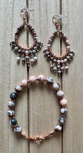 Pink Zebra Jasper Hoop Earrings and Bracelet Set image 0